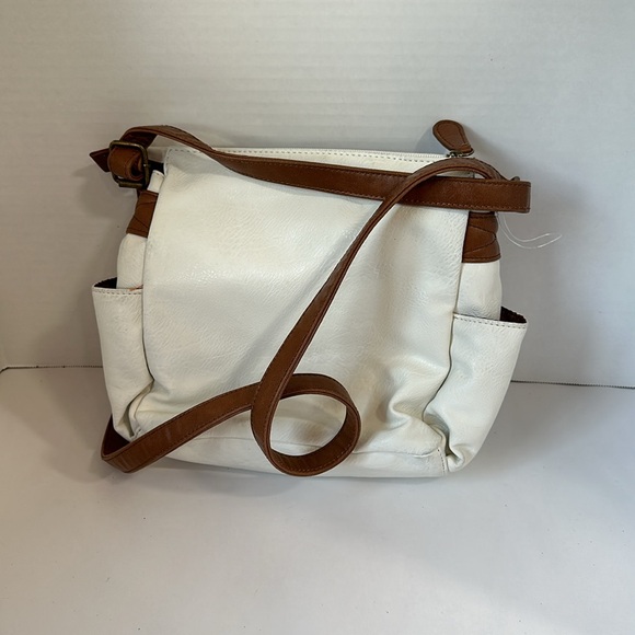 Bueno white and brown crossbody bag purse faux leather - Picture 4 of 8